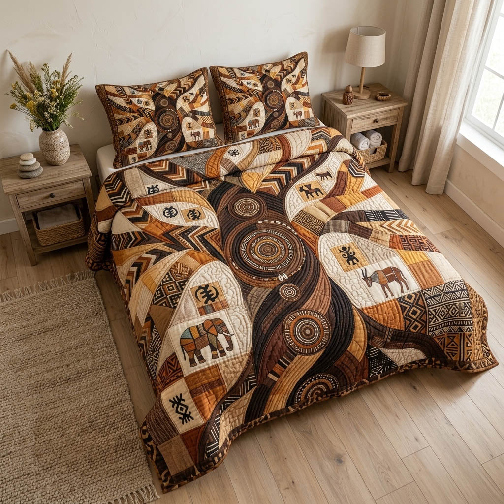 African Heritage 3-Piece Quilted Bedding Set GFTOTL5429