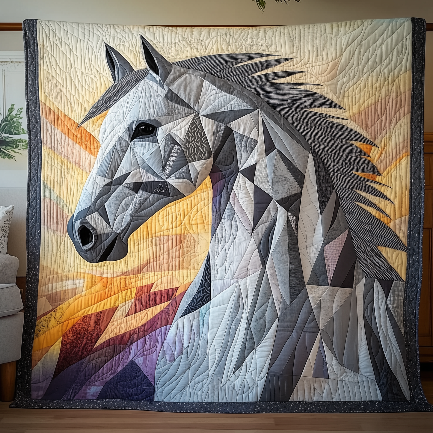 Grey Horse Quilted Blanket GFTOTL542