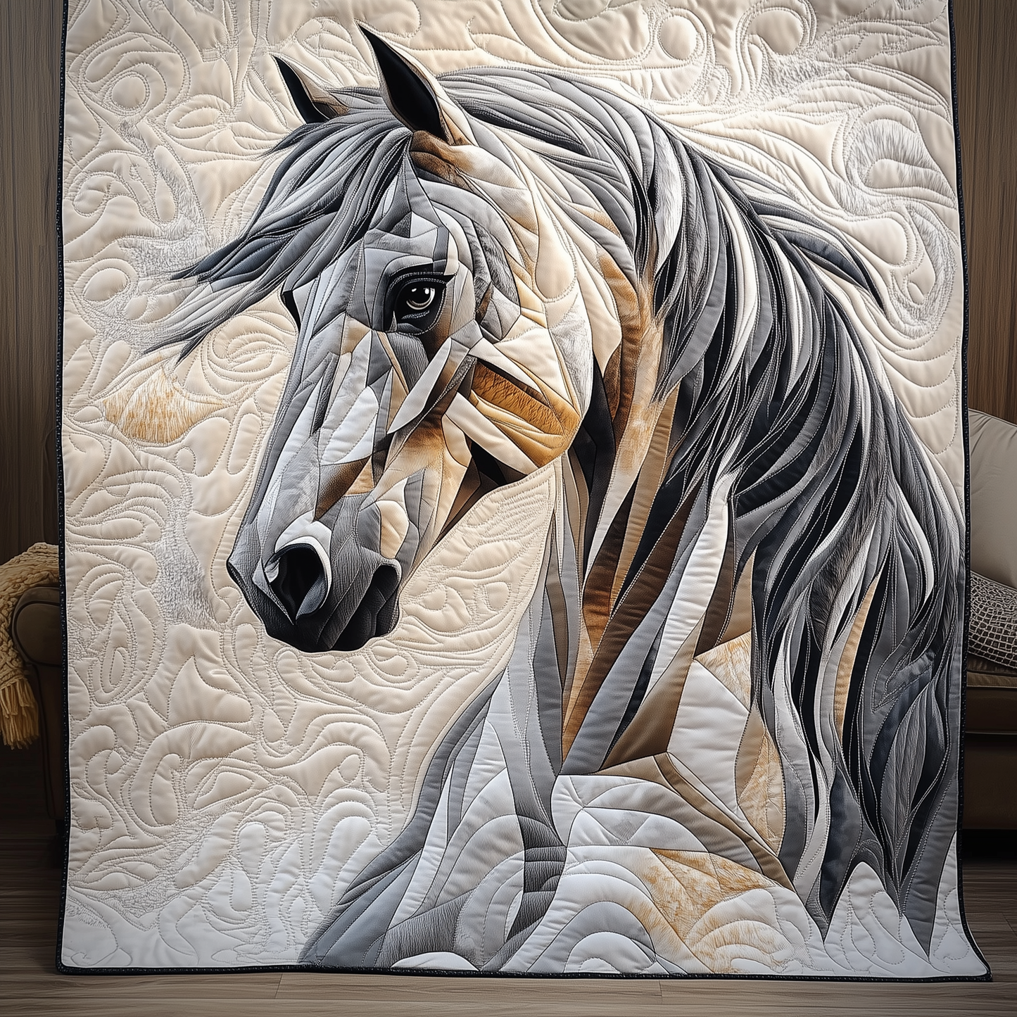 Grey Horse Quilted Blanket GFTOTL544