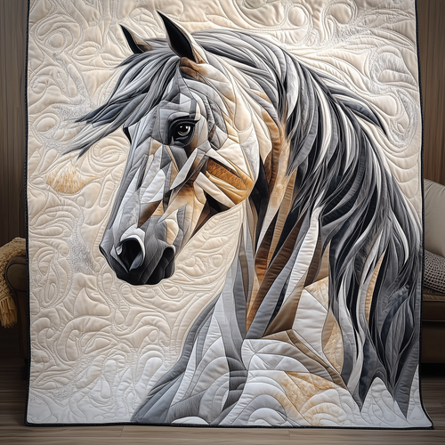 Grey Horse Quilted Blanket GFTOTL544