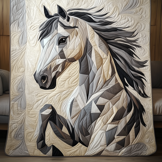 Grey Horse Quilted Blanket GFTOTL545