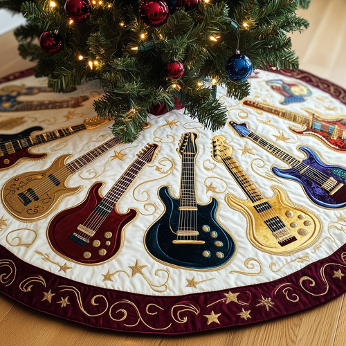 Swirls Guitar Quilted Tree Skirt GFTOTL663