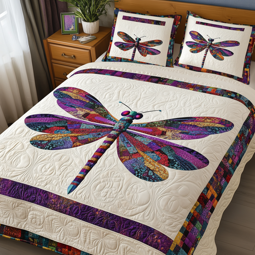 Elegance Dragonfly 3-Piece Quilted Bedding Set GFTOTL919