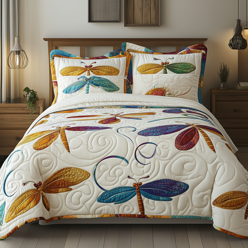 Elegance Dragonfly 3-Piece Quilted Bedding Set GFTOTL920