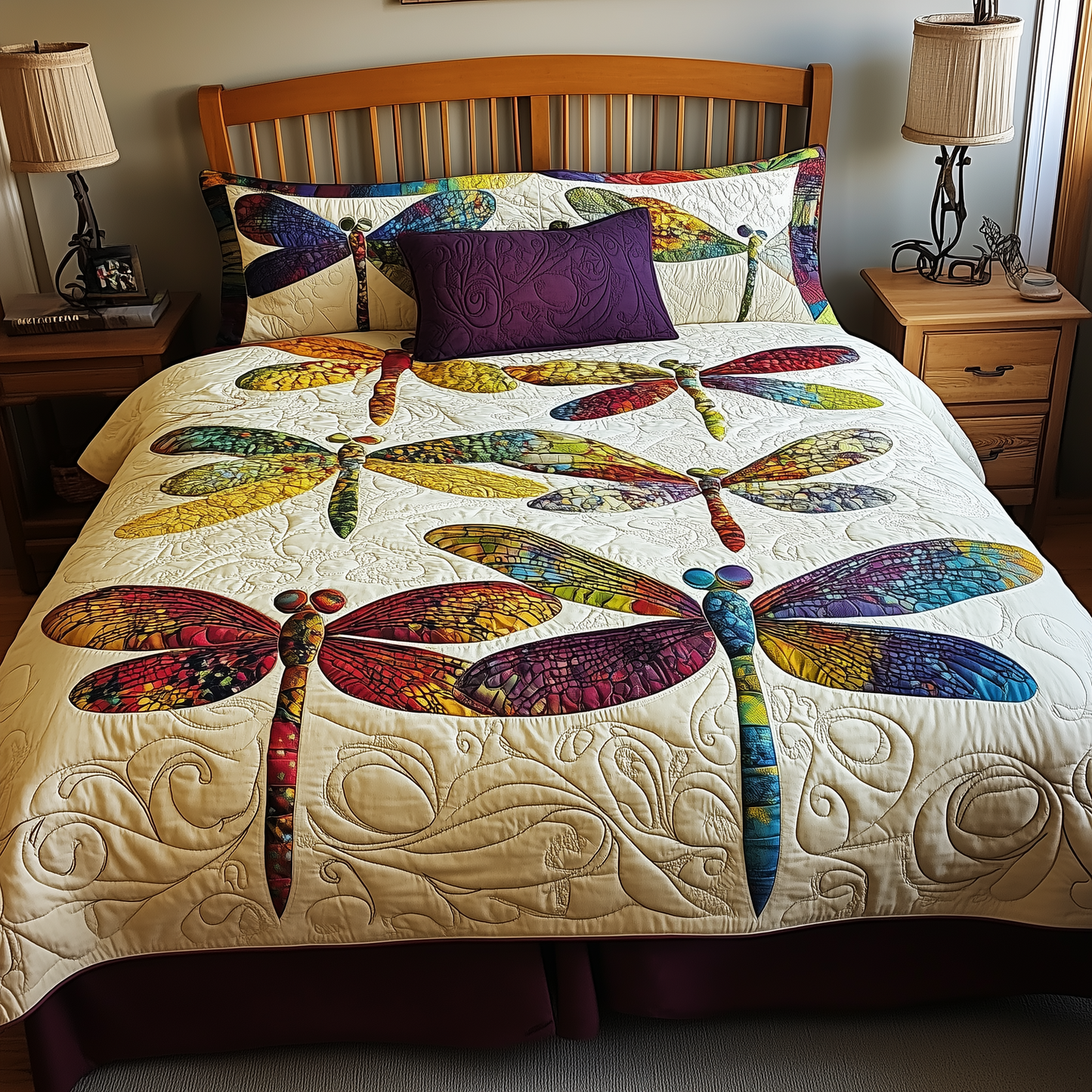 Elegance Dragonfly 3-Piece Quilted Bedding Set GFTOTL925