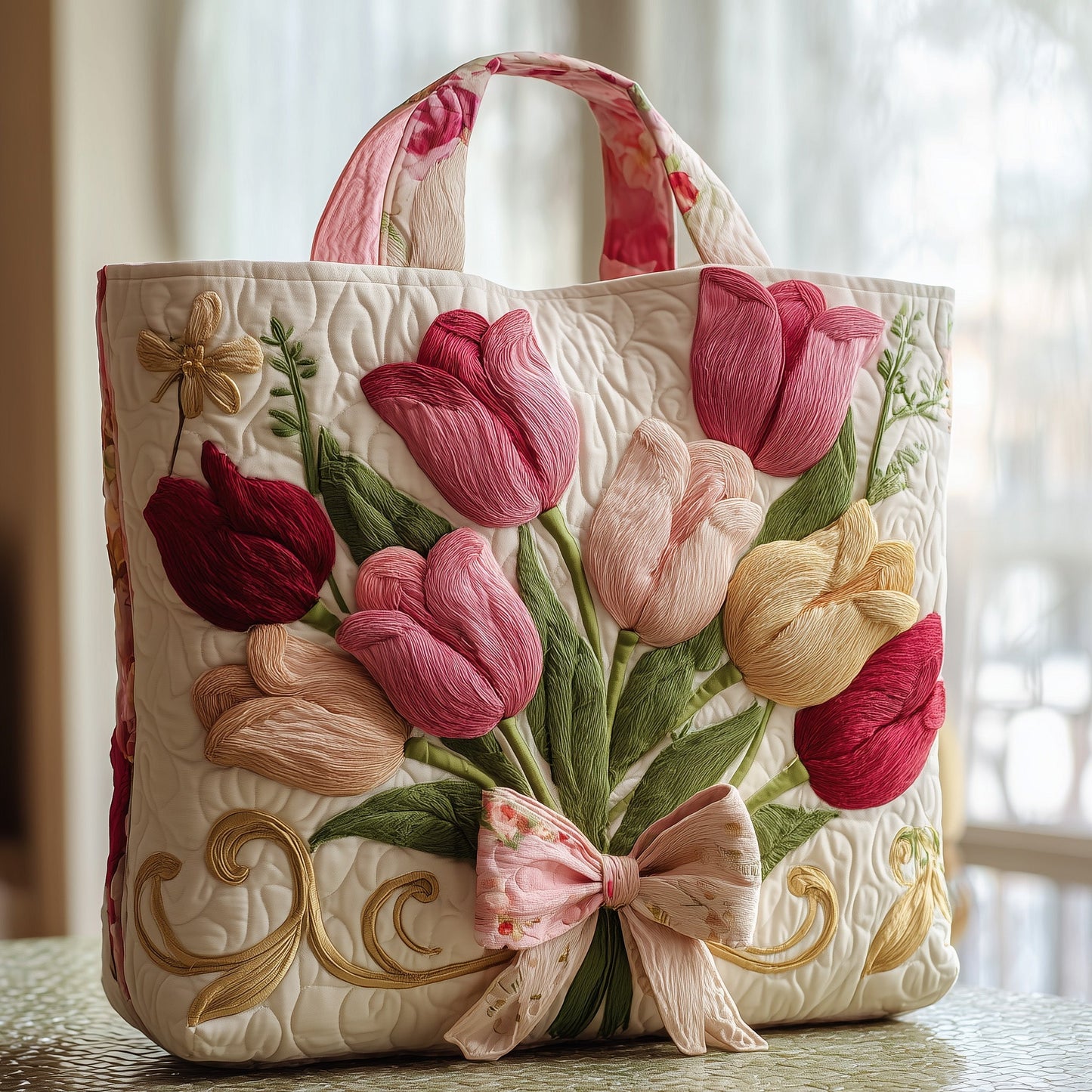 Tulip Bloom Quilted Tote Bag GFTOTP10042
