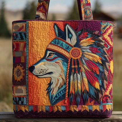 Native Wolf Quilted Tote Bag GFTOTP10083