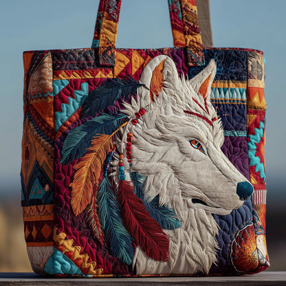 Native Wolf Quilted Tote Bag GFTOTP10084