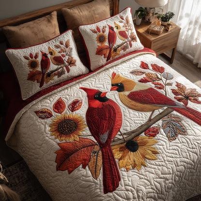 Autumn Cardinal 3-Piece Quilted Bedding Set GFTOTP10102