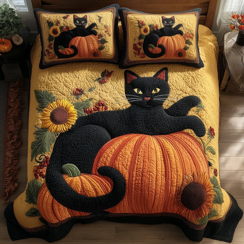 Fall Feline Dreams 3-Piece Quilted Bedding Set GFTOTP10104