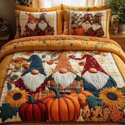 Autumn Gnome 3-Piece Quilted Bedding Set GFTOTP10111