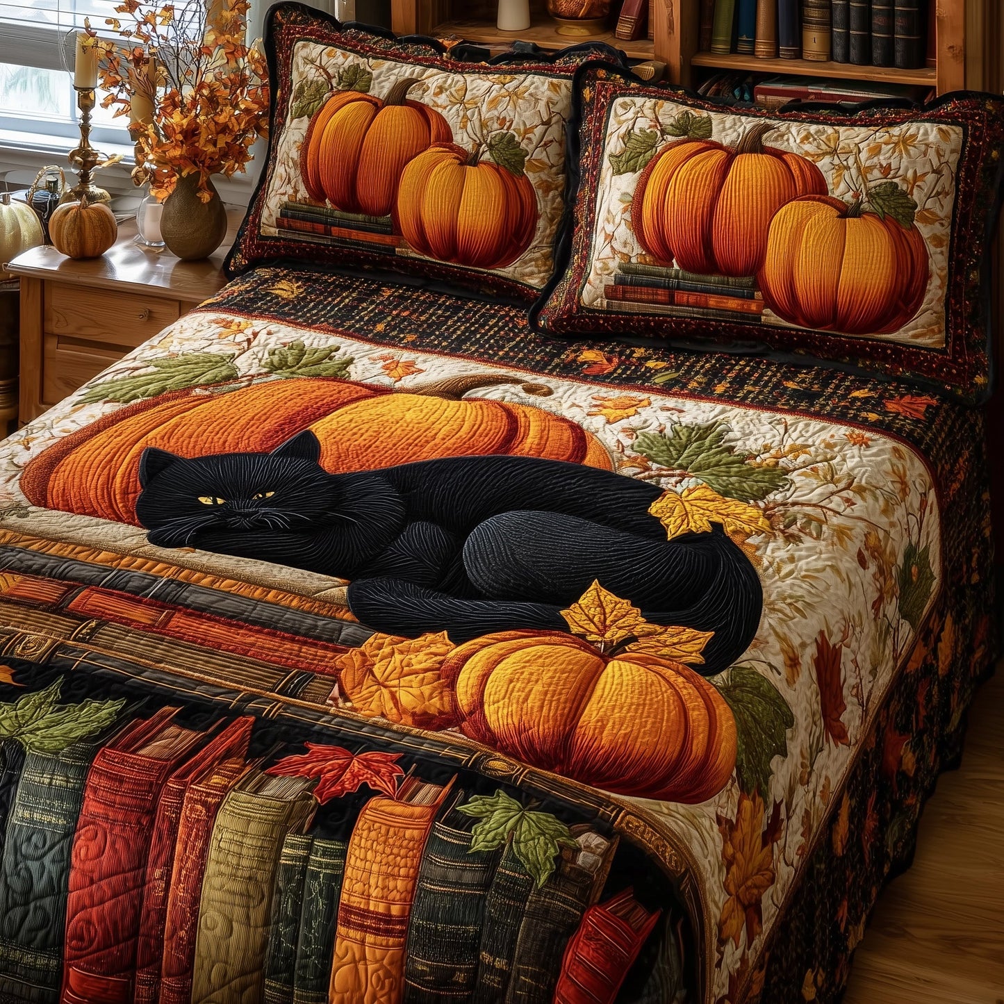 Autumn Library 3-Piece Quilted Bedding Set GFTOTP10116