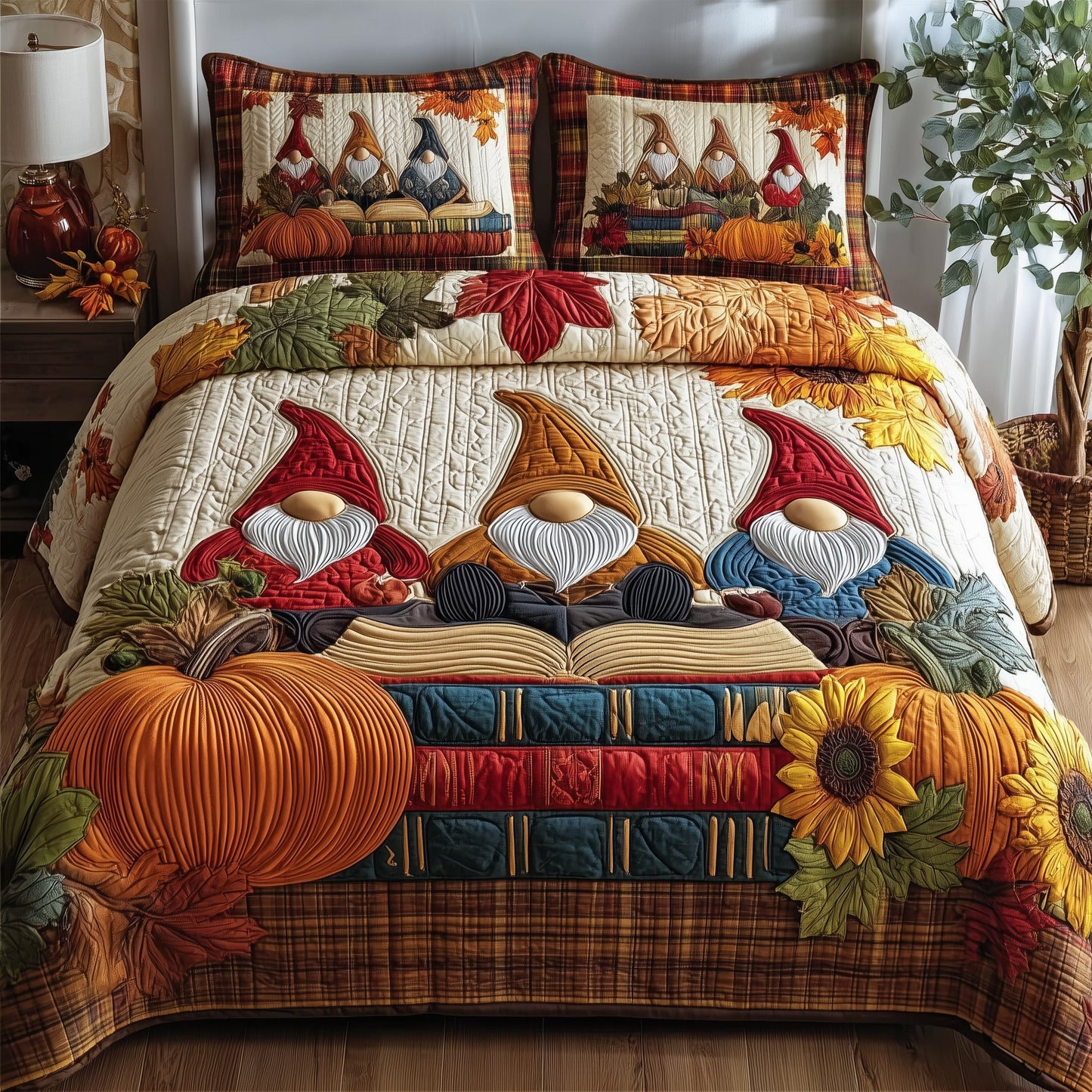 Autumn Library 3-Piece Quilted Bedding Set GFTOTP10118