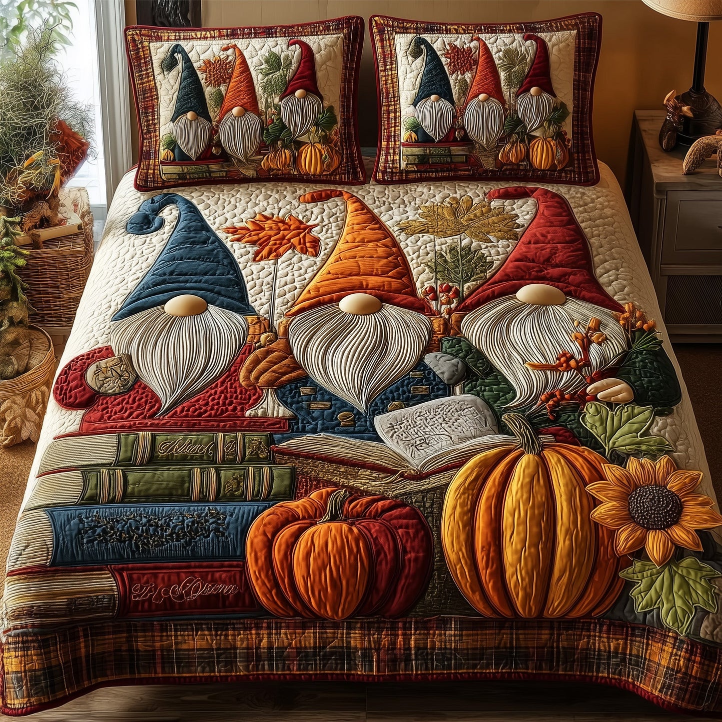 Autumn Library 3-Piece Quilted Bedding Set GFTOTP10121