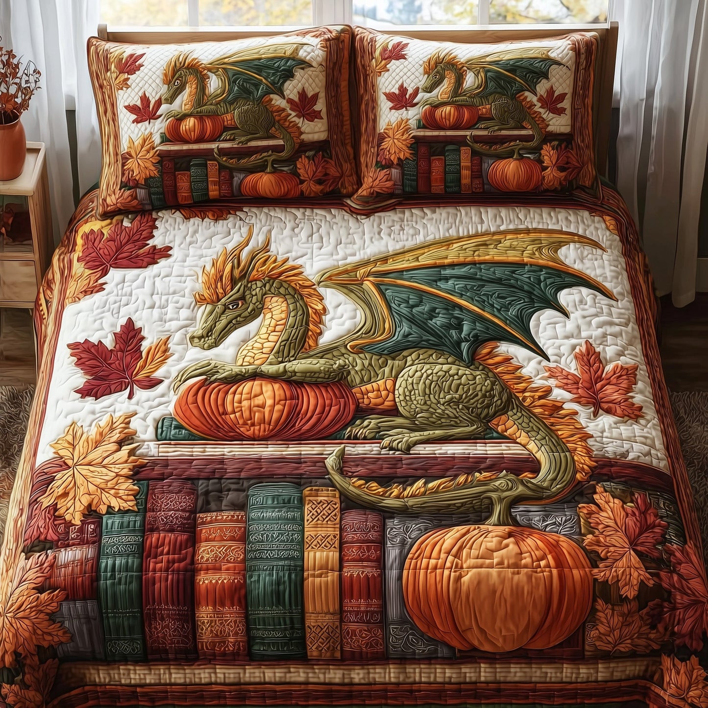 Autumn Library 3-Piece Quilted Bedding Set GFTOTP10124