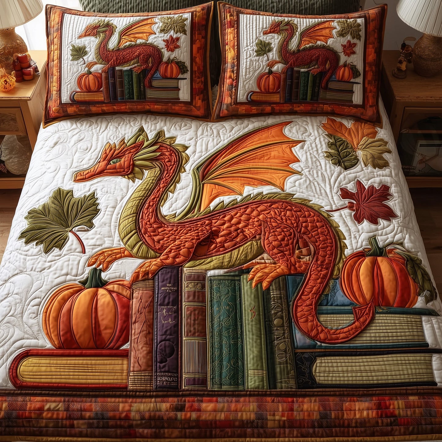Autumn Library 3-Piece Quilted Bedding Set GFTOTP10125