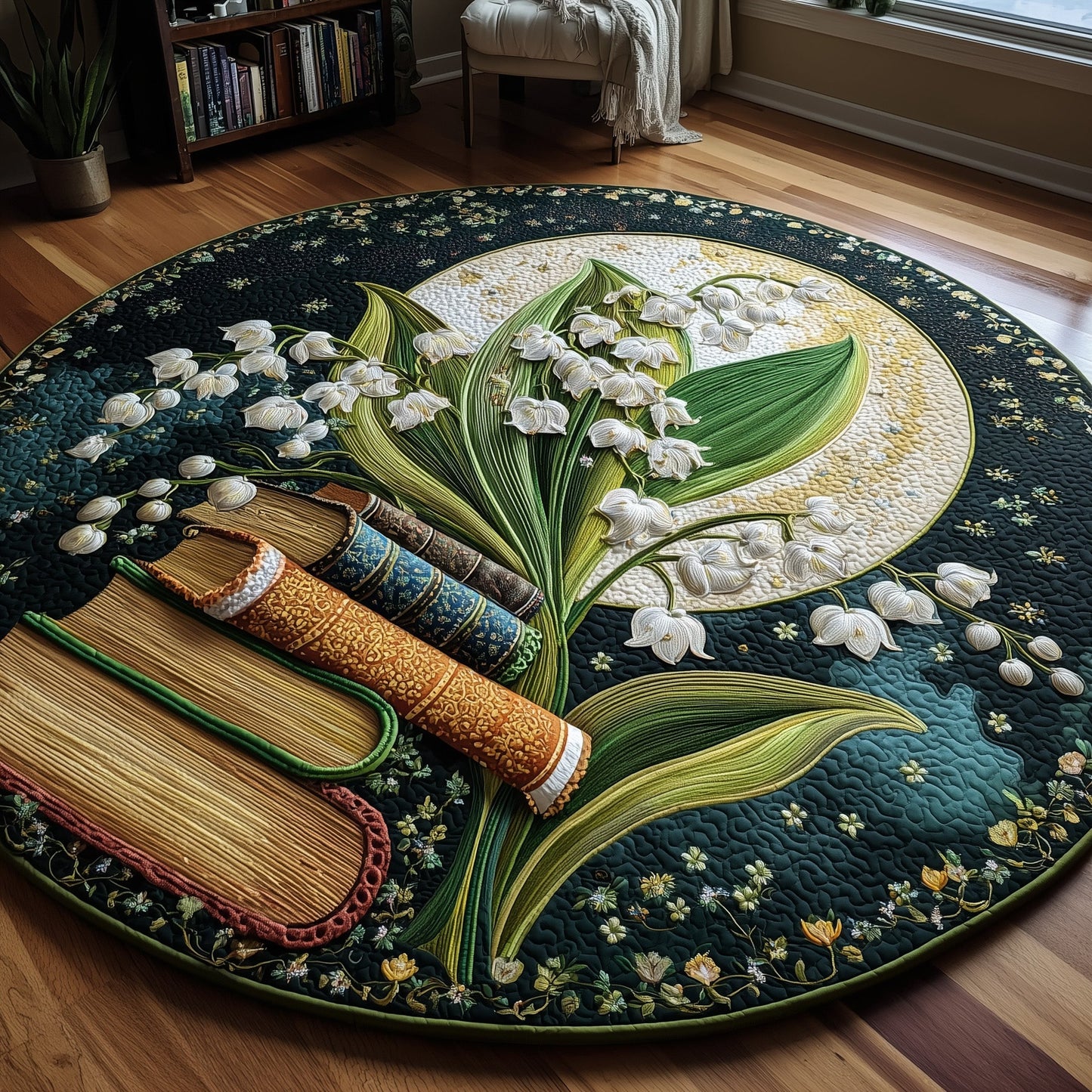 Lily of the Valley Library Quilted Round Mat GFTOTP10144