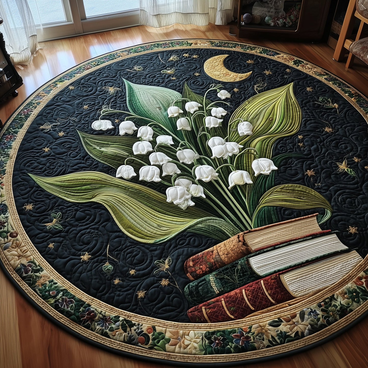 Lily of the Valley Library Quilted Round Mat GFTOTP10145