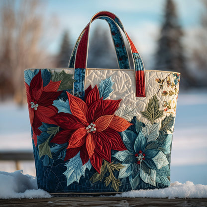 Elegant Poinsettia Quilted Tote Bag GFTOTP10180