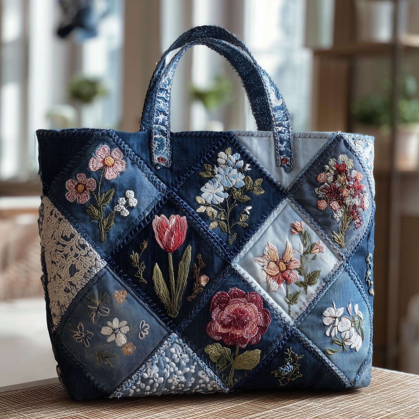 Floral Patches Quilted Tote Bag GFTOTP10216