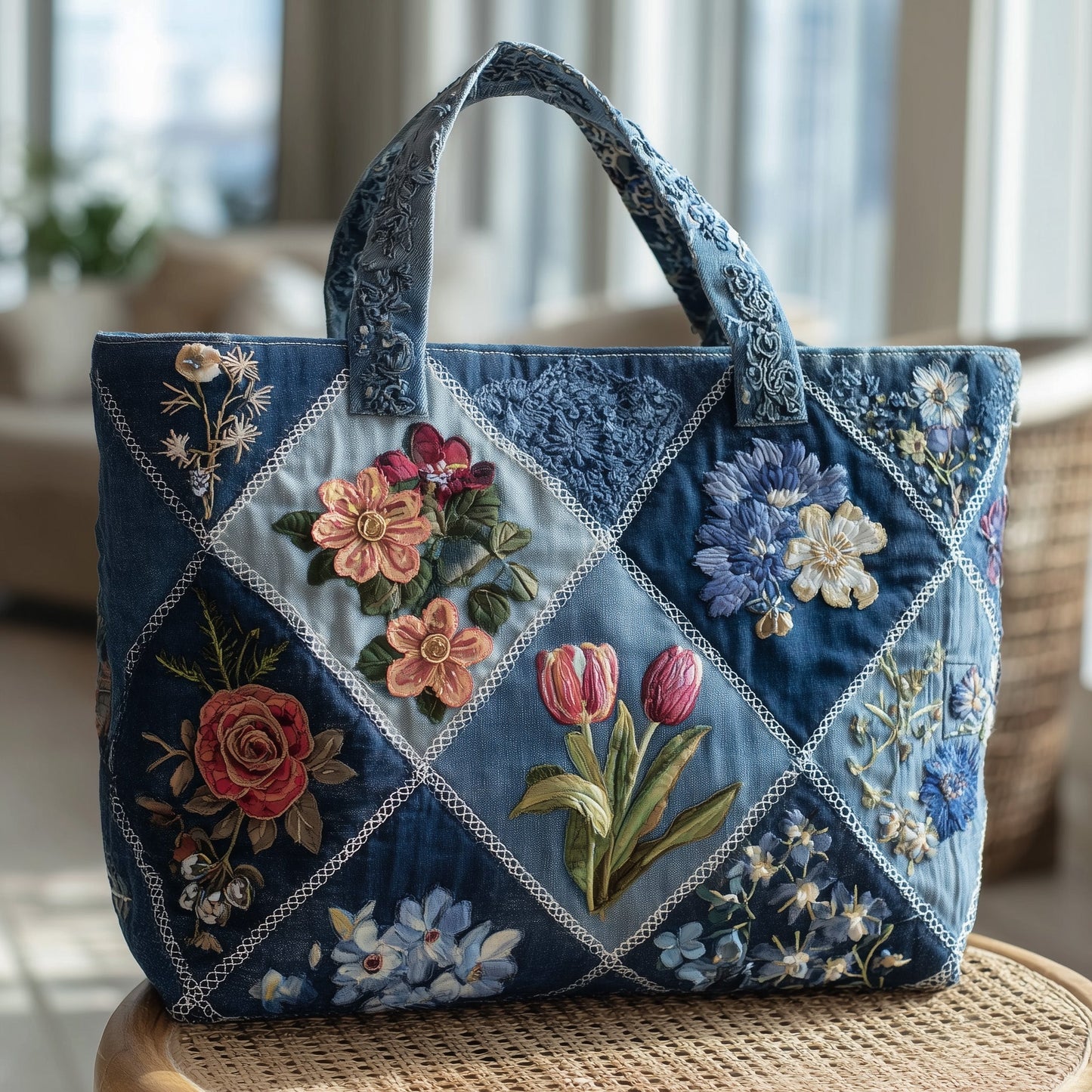 Floral Patches Quilted Tote Bag GFTOTP10217