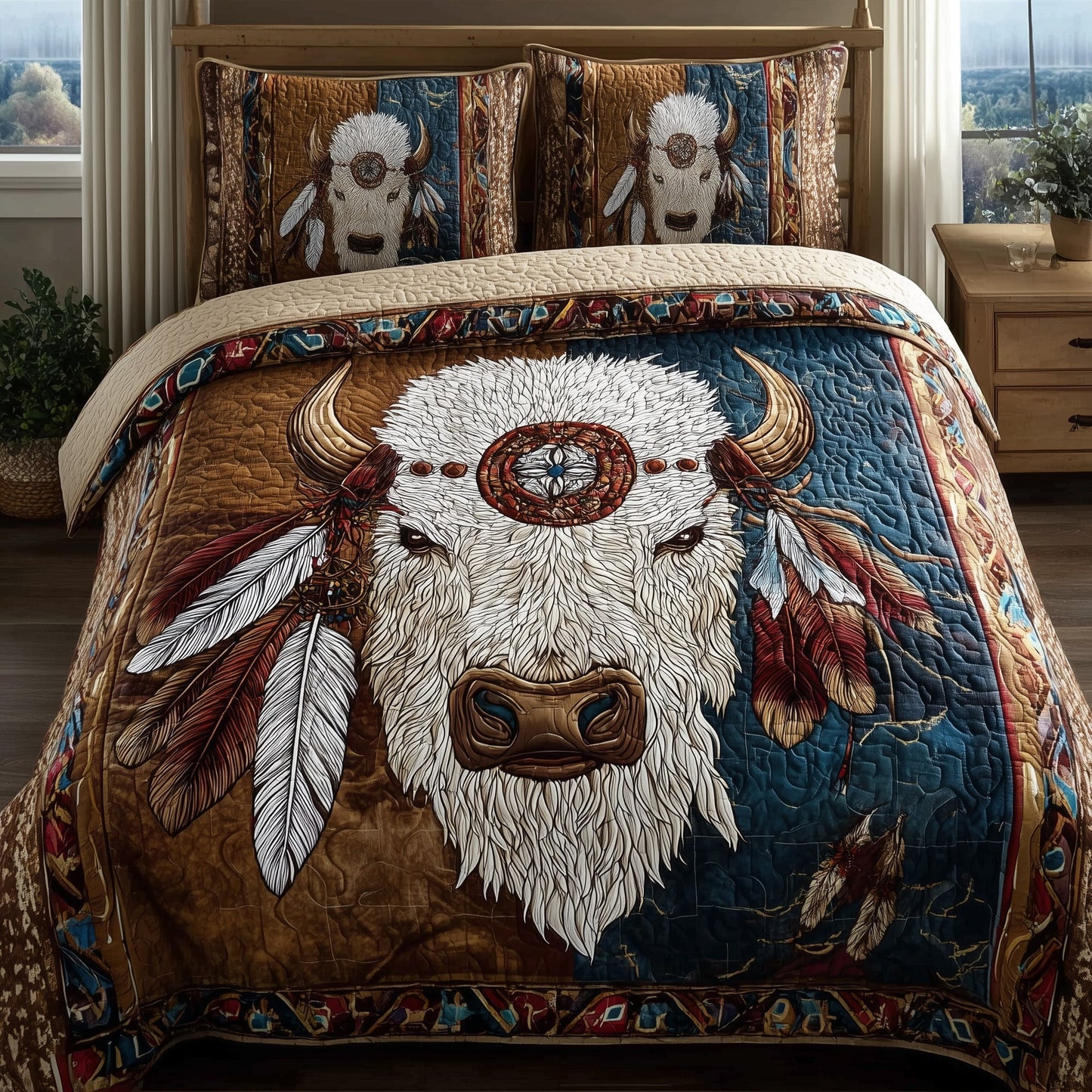 Majestic Bison 3-Piece Quilted Bedding Set GFTOTP10230