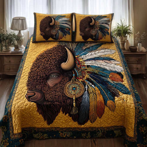 Majestic Bison 3-Piece Quilted Bedding Set GFTOTP10231