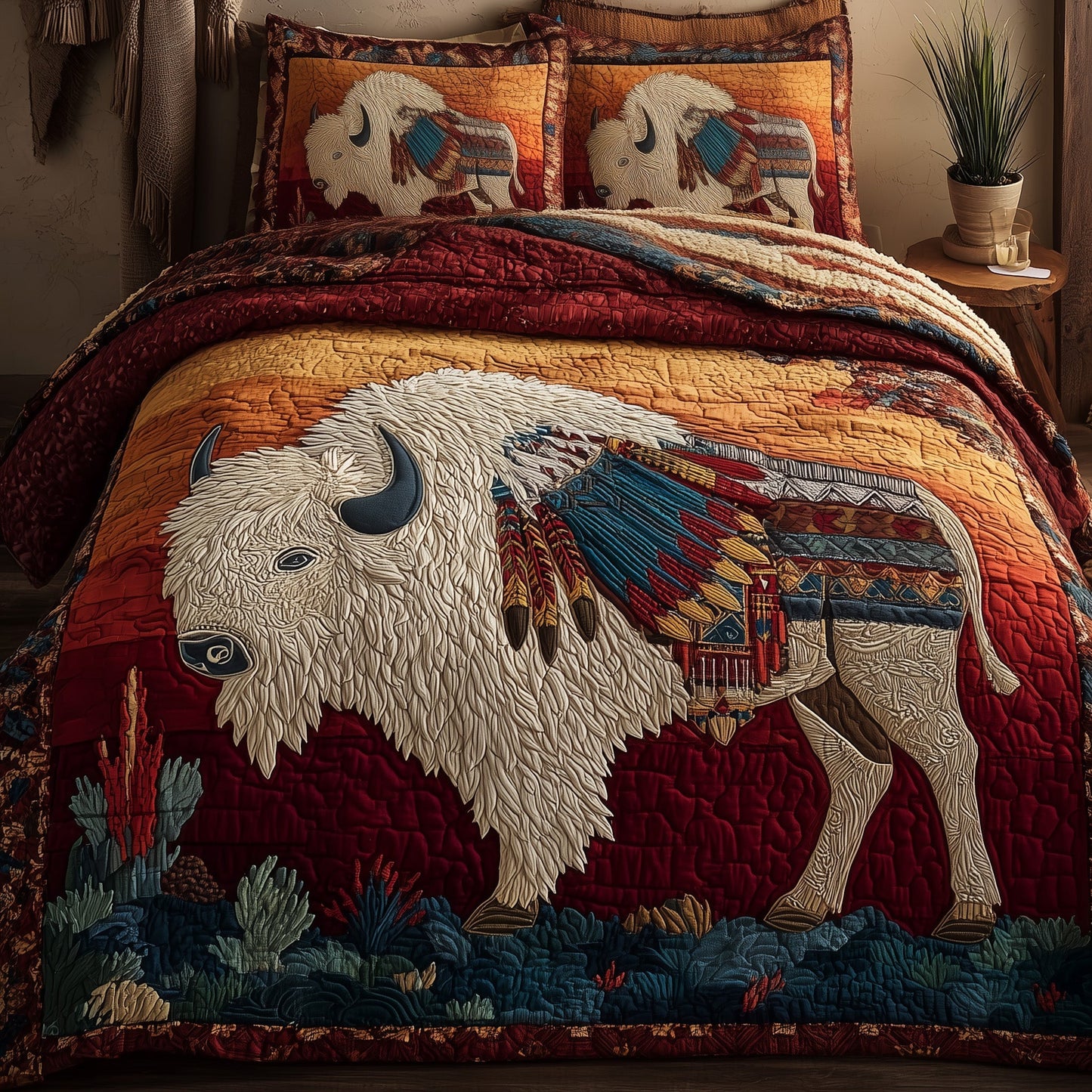 Majestic Bison 3-Piece Quilted Bedding Set GFTOTP10235