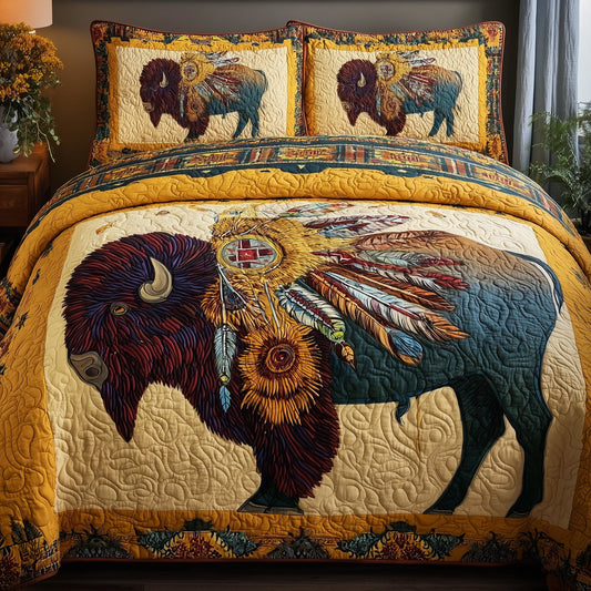 Majestic Bison 3-Piece Quilted Bedding Set GFTOTP10236
