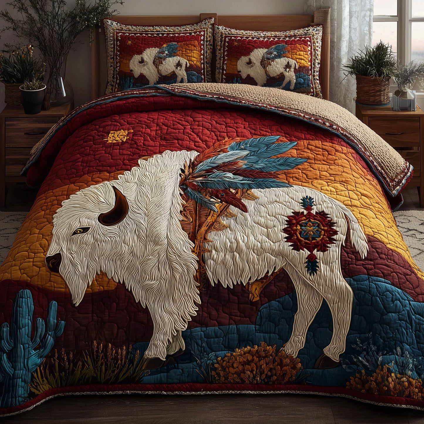 Majestic Bison 3-Piece Quilted Bedding Set GFTOTP10237
