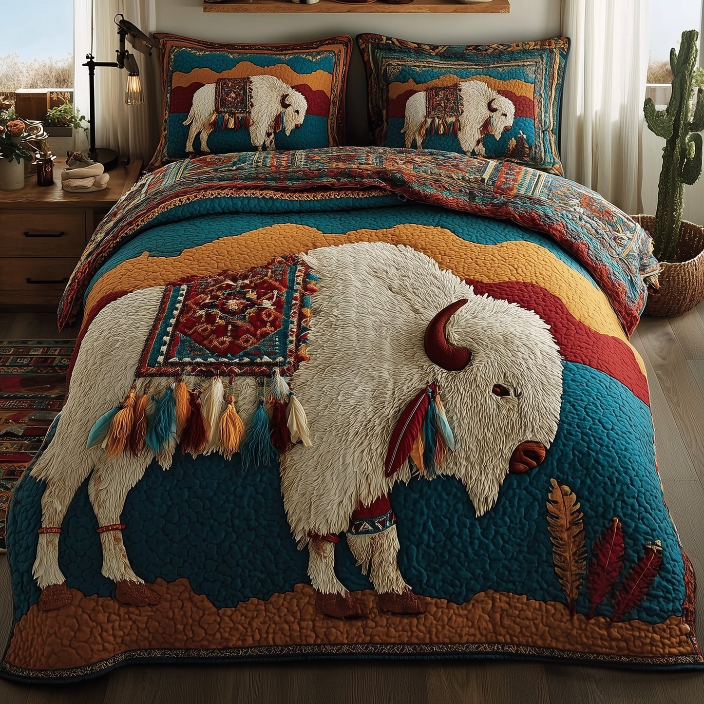 Majestic Bison 3-Piece Quilted Bedding Set GFTOTP10239