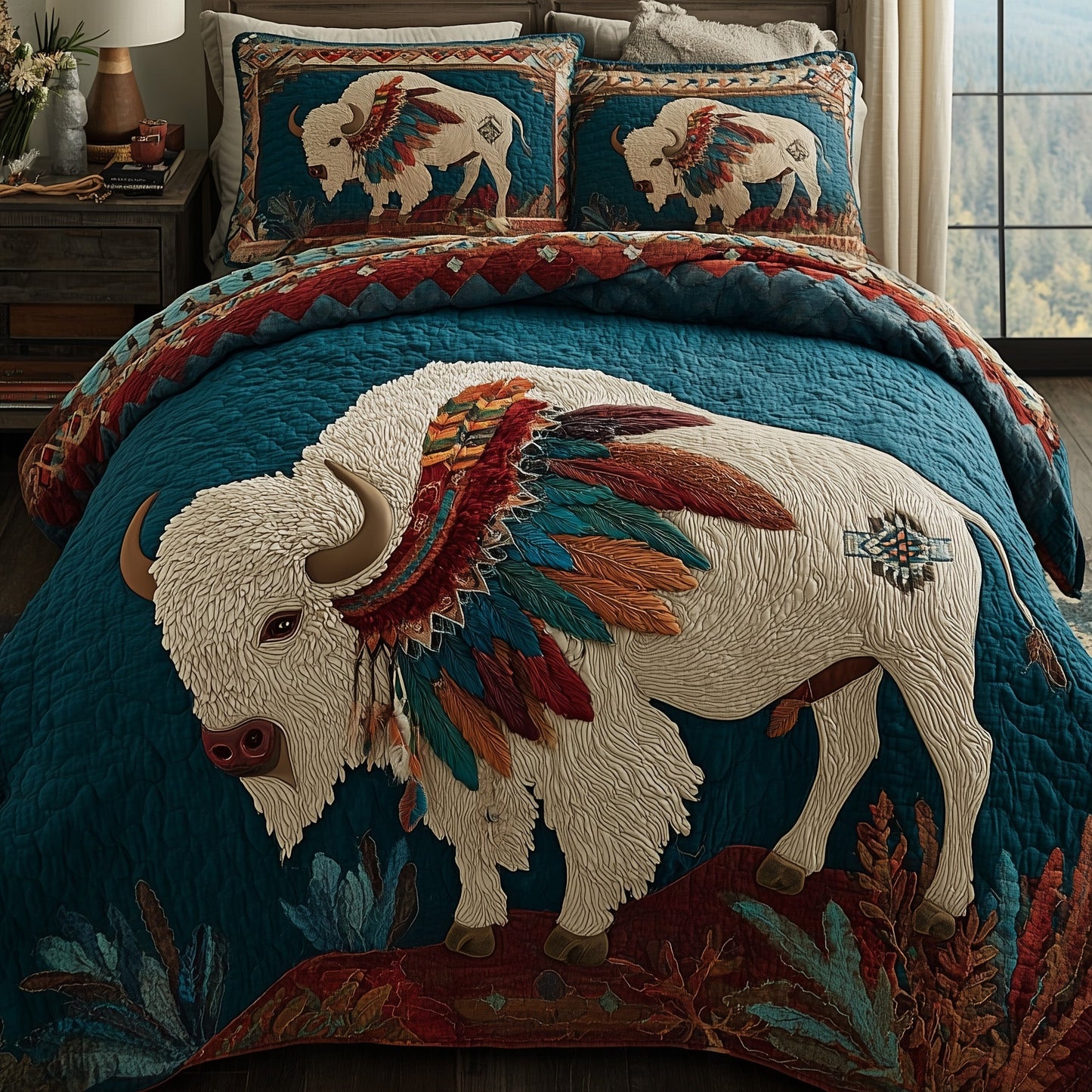 Majestic Bison 3-Piece Quilted Bedding Set GFTOTP10240
