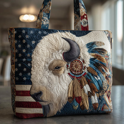 Patriotic Bison Quilted Tote Bag GFTOTP10256