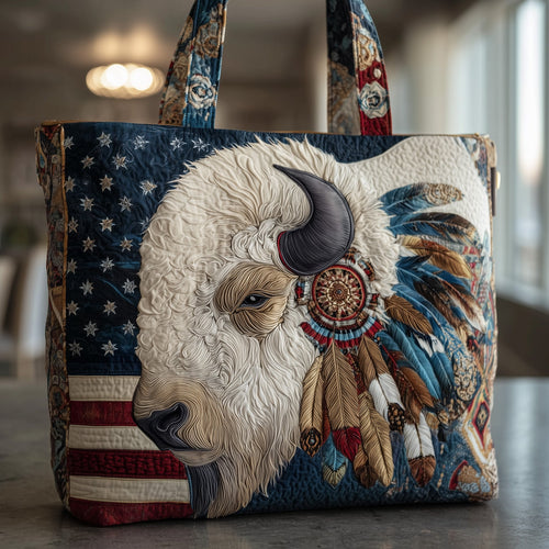 Patriotic Bison Quilted Tote Bag GFTOTP10256