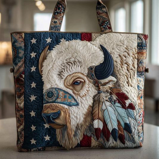 Patriotic Bison Quilted Tote Bag GFTOTP10257