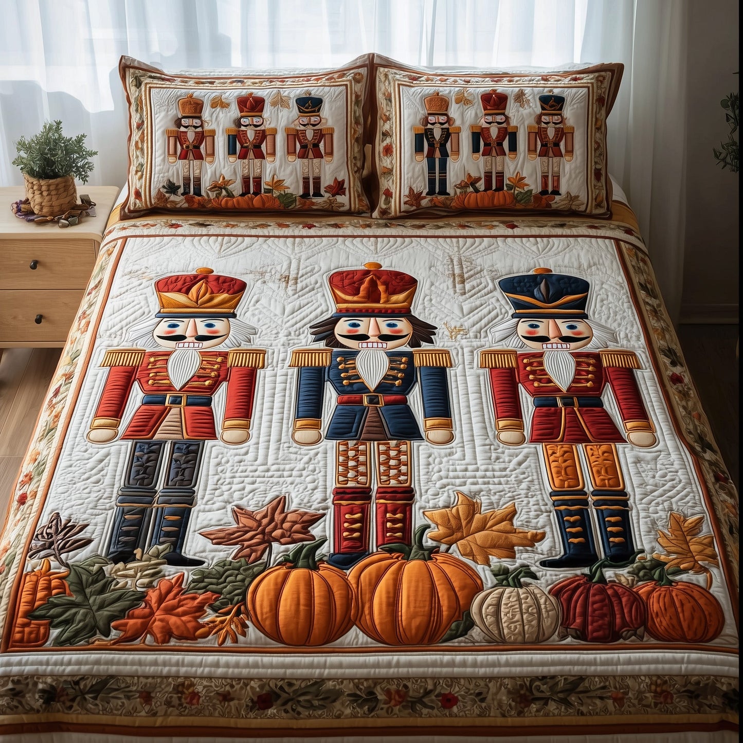 Autumn Nutcracker 3-Piece Quilted Bedding Set GFTOTP10262