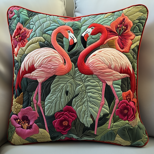 Festive Flamingo Quilted Pillow Case GFTOTP1035