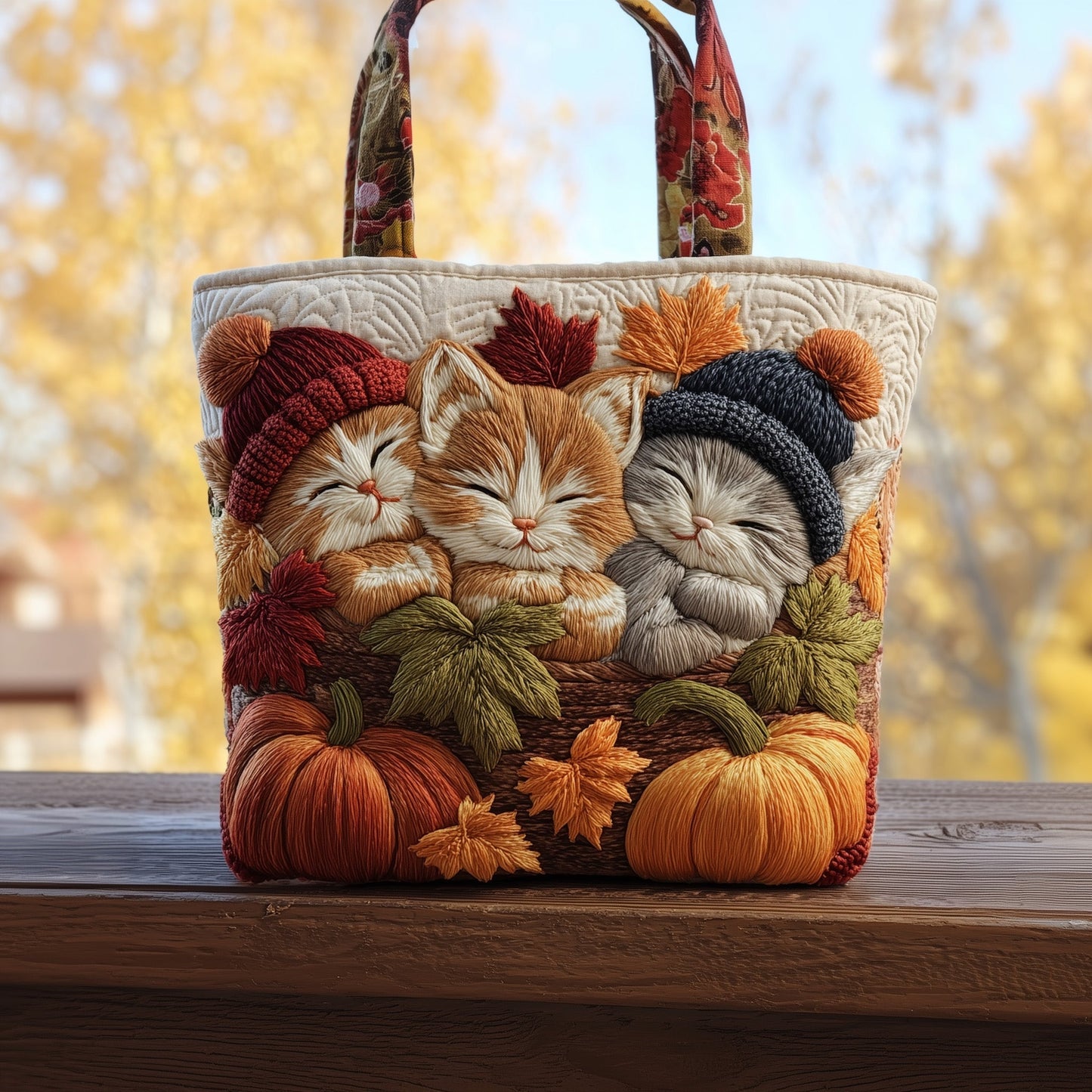 Purrfectly Autumn Quilted Tote Bag GFTOTP10367