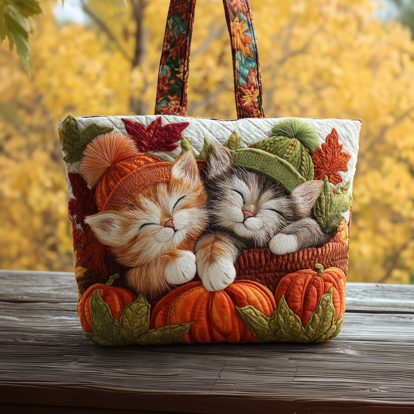 Purrfectly Autumn Quilted Tote Bag GFTOTP10368