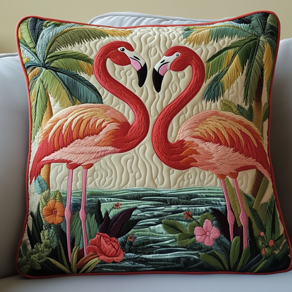 Festive Flamingo Quilted Pillow Case GFTOTP1036