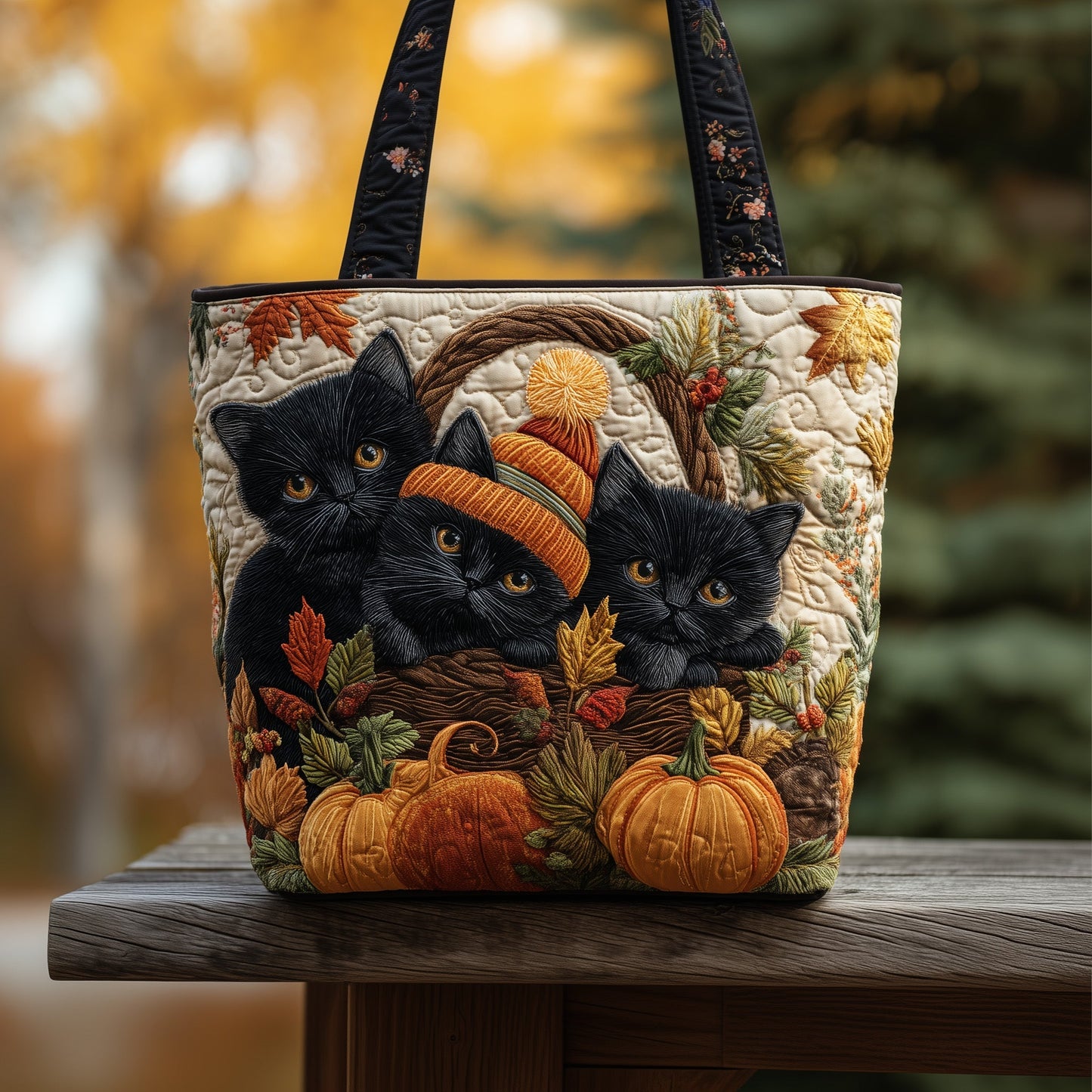 Purrfectly Autumn Quilted Tote Bag GFTOTP10371