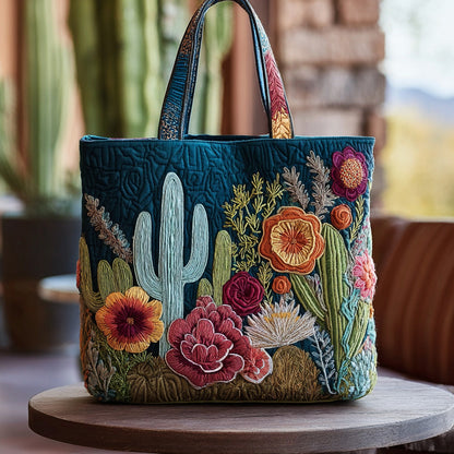 Blooming Cactus Haven Quilted Tote Bag GFTOTP10375