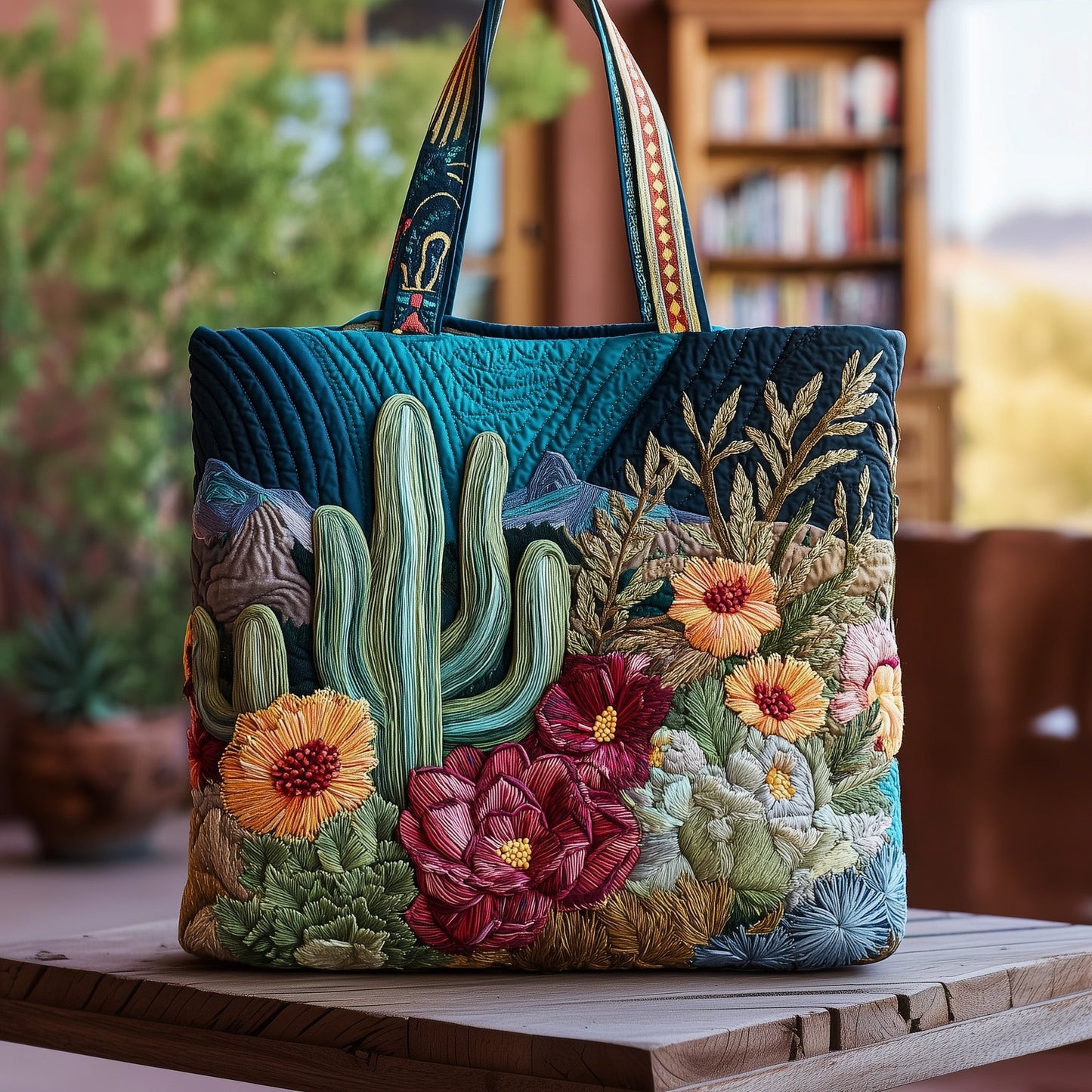Blooming Cactus Haven Quilted Tote Bag GFTOTP10377