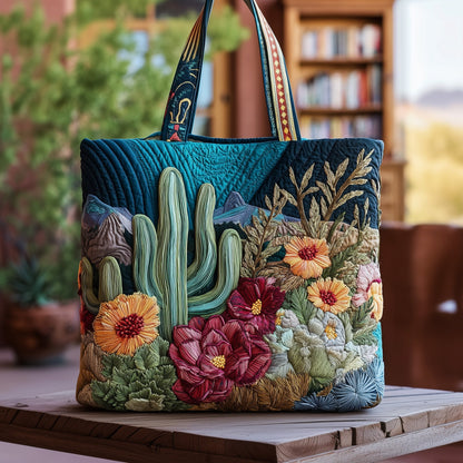 Blooming Cactus Haven Quilted Tote Bag GFTOTP10377