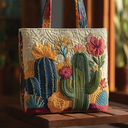 Blooming Cactus Haven Quilted Tote Bag GFTOTP10379