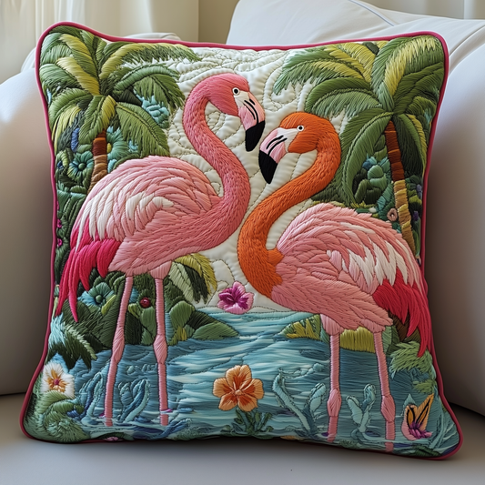 Festive Flamingo Quilted Pillow Case GFTOTP1037