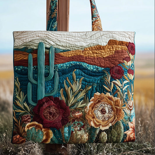 Blooming Cactus Haven Quilted Tote Bag GFTOTP10380