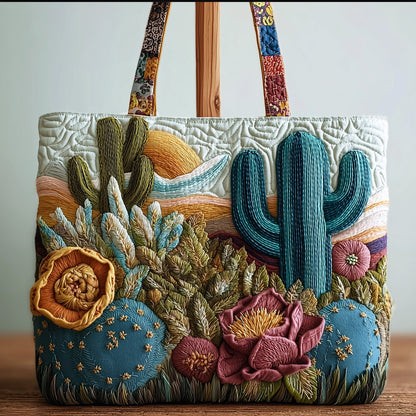 Blooming Cactus Haven Quilted Tote Bag GFTOTP10381
