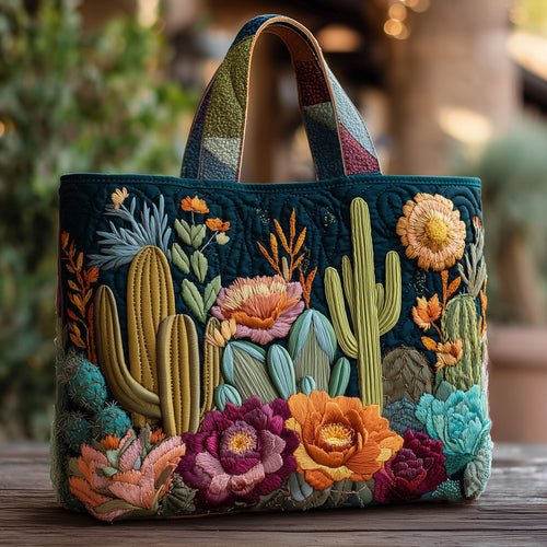 Blooming Cactus Haven Quilted Tote Bag GFTOTP10382