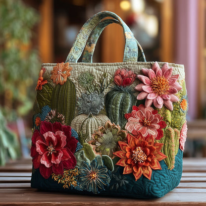 Blooming Cactus Haven Quilted Tote Bag GFTOTP10386